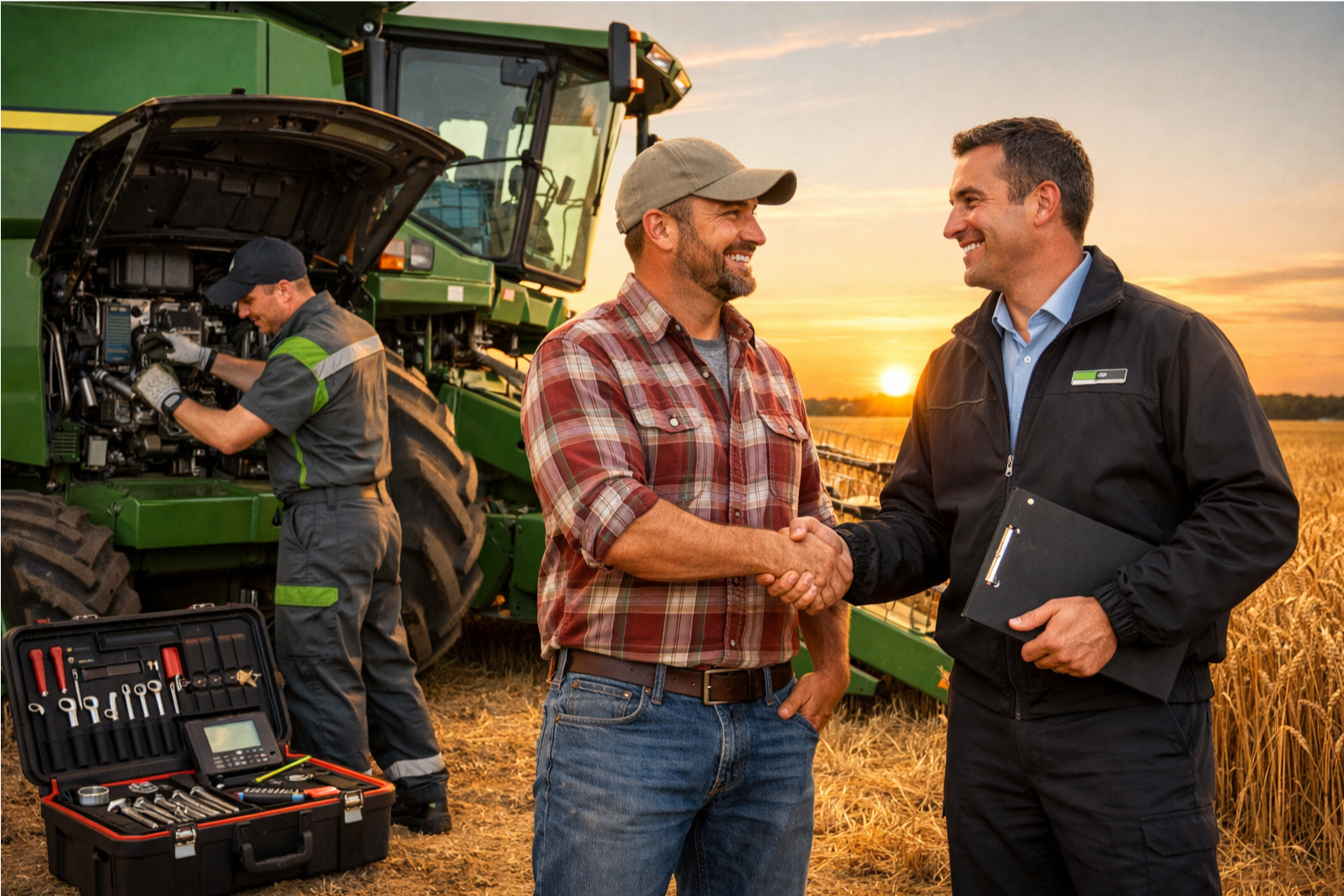 Pós-venda em maquinário agrícola com assistência técnica e suporte ao produtor rural para fidelização e vendas recorrentes